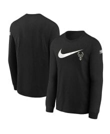 Nike big Boys Black Milwaukee Bucks Swoosh Long Sleeve T-shirt