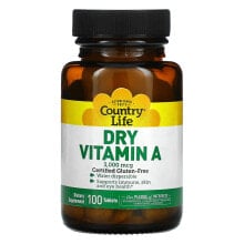 Витамин А Кантри Лайф, Сухой витамин A, 3000 мкг, 100 таблеток