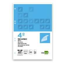 LIDERPAPEL Replacement quarter 100 sheets 60g/m2 square 4 mm with margin 6 holes