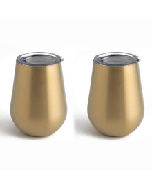 Cambridge 14oz Champagne Gold Stainless Steel Stemless Wine Glasses, Set of 2