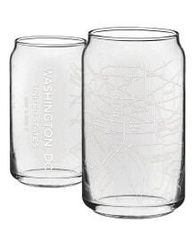 NARBO tHE CAN Washington DC Map 16 oz Everyday Glassware, Set of 2