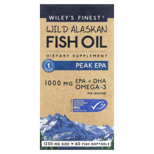 Рыбий жир и Омега 3, 6, 9 wiley's Finest, рыбий жир диких аляскинских рыб, максимальное содержание ЭПК, 1000 мг, 60 рыбных капсул