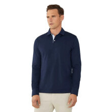 HACKETT Woven Trim Long Sleeve Polo