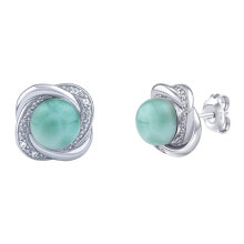 Ювелирные серьги silver earrings with natural Larimar Ariel JSTE14738LR