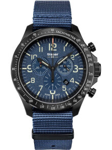 Мужские наручные часы с синим текстильным ремешком Traser H3 109461 P67 Officer chrono blue nato 46mm 10ATM
