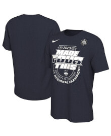 Nike men's and Women's Navy UConn Huskies 2023 NCAA Men's Basketball Tournament March Madness Final Four Regional Champions Locker Room T-shirt