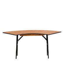 EMMA+OLIVER 5.5 Ft. X 2 Ft. Serpentine Wood Folding Banquet Table