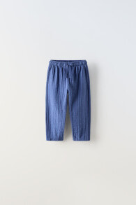 Striped textured weave trousers