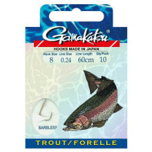 Грузила, крючки, джиг-головки для рыбалки GAMAKATSU Booklet Trout Barbless Tied Hook 0.260 mm 60 cm