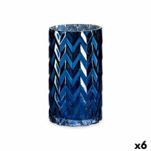 Vase Engraving Ear (of wheat) Blue Crystal 11,3 x 19,5 x 11,3 cm (6 Units)