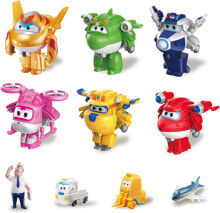Super Wings EU750060A World Airport Crew Pack of 10 with Season 5 Figures from the Popular TV Show Children from 3 Years Black