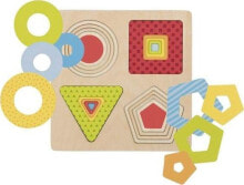 Goki Wooden Puzzle geometric shapes geometry - for children, montessori unions
