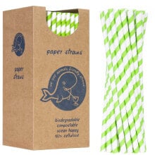 Paper straws BIO ecological PAPER STRAWS 6 / 205mm - white-green 250 pcs.