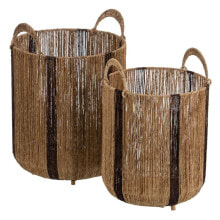 Set of Baskets Brown Natural Jute 35 x 35 x 48 cm (2 Pieces)