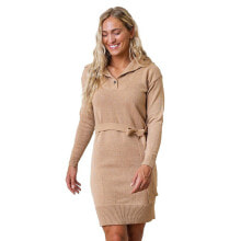 Hope & Henry womens' Long Sleeve Wide Collar Belted Sweater Dress