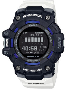 Мужские электронные наручные часы Мужские наручные электронные часы с белым силиконовым ремешком Casio GBD-100-1A7ER G-Shock 49mm 20ATM