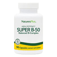 Витамины группы В NaturesPlus Super B-50 Balanced B Complex Гипоаллергенный безглютеновый комплекс витаминов группы В 90 вегетарианских капсул