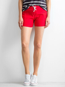 Женские спортивные шорты Женские шорты   на талии на резинке с шнуром, с карманами, подол с подворотом