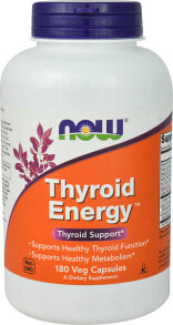 Витамины и БАДы для нормализации гормонального фона NOW Foods Thyroid Energy Комплекс для поддержки щитовидной железы 180 растительных капсул
