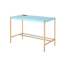 Simplie Fun midriaks Writing Desk w/USB Port in Baby Blue & Gold Finish OF