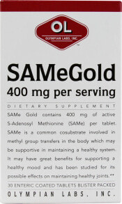 Витамины и БАДы для нервной системы Olympian Labs SAMe Gold Комплекс с S-аденозил-L-метионином для здоровья суставов, настроения и эмоционального благополучия 400 мг 30 таблеток