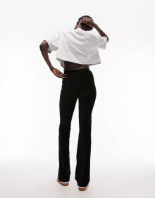 Купить женские брюки Topshop Tall: Topshop Tall stretchy velvet cord flare trouser in black