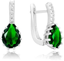 Женские ювелирные серьги серебряные серьги с зеленым кристаллом AGU1198