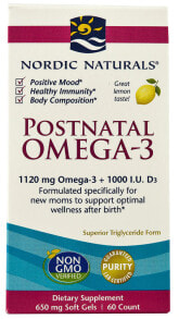 Рыбий жир и Омега 3, 6, 9 Nordic Naturals Postnatal Omega-3  Омега-3 для поддержки мозга и нервной системы 650 мг 60 гелевых капсул