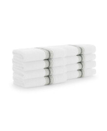 White Turkish Luxury Striped Washcloths for Bathroom 600 GSM, 13x13 in., 8-Pack , Super Soft  Absorbent Washcloths