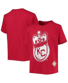 Stitches big Boys Red Kansas City Monarchs Negro League Logo T-shirt