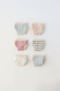 2-14 years/ pack of six ribbed striped briefs