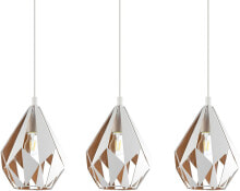 EGLO Carlton 1 3-ламповый Винтажный подвесной светильник, Ретро-подвесной светильник из стали, Цвет: Белый, Золотой, Гнездо: E27