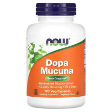 NOW Dopa Mucuna Стандартизированный экстракт мукуны для поддержки работы мозга 90 растительных капсул