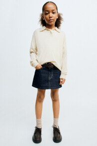 True neutrals short denim skirt