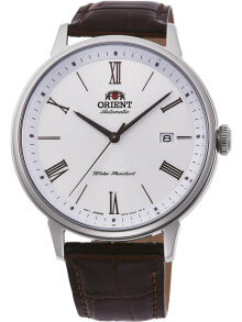 Мужские наручные часы с ремешком Мужские часы с коричневым кожаным ремешком Orient RA-AC0J06S10B Automatik Herren 42mm 5ATM