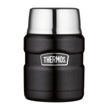Термосы и термокружки Термос для еды  Thermos Style Food со столовой ложкой и чашкой - черный матовый 470 мл