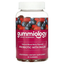 Пребиотики и пробиотики Gummiology, пробиотик с инулином в жевательных таблетках, со вкусом ягодного ассорти, 90 вегетарианских жевательных таблеток