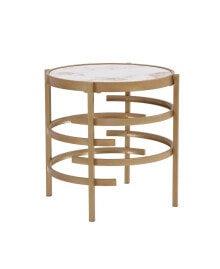 Simplie Fun modern Side Table, Pandora Stone End Table, Golden Coffee Table 20.67