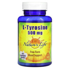 Nature's Life, L-тирозин, 500 мг, 100 вегетарианских капсул