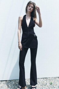 Halter jumpsuit with skirt