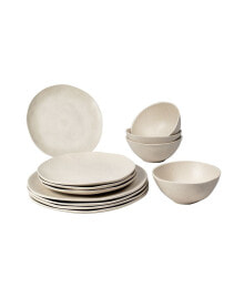 TarHong organic Coupe Wheat 12 Piece Dinnerware Set, Service for 4