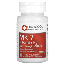Витамин К protocol for Life Balance, MK-7, витамин K2, с повышенной силой действия, 300 мкг, 60 растительных капсул
