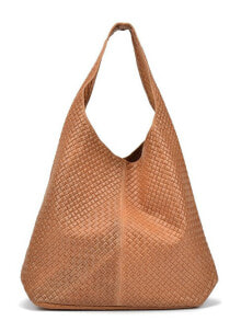 Женская сумка хобо Mangotti плетенная коричневая