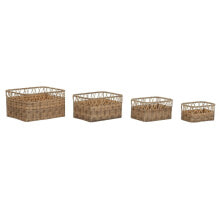 Basket set DKD Home Decor Natural Metal Polyethylene 42 x 32 x 22 cm 4 Pieces