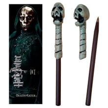 NOBLE COLLECTION Harry Potter Death Eater Skull Wand +Bookmark Pen