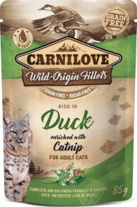 Купить влажные корма для кошек CARNILOVE: Carnilove CARNILOVE KOT sasz.85g DUCK&CATNIP /24