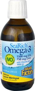 Рыбий жир и Омега 3, 6, 9 Natural Factors SeaRich Omega-3 with Vitamin D3 Lemon Meringue  Комплекс омега-3 из рыбьего жира и витамин D3  200 мл