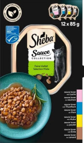 Купить влажные корма для кошек Sheba: Nassfutter Katze feine Vielfalt Lachs, Thunfisch, Huhn & Ente in Sauce, Multipack (12x85 g), 1,02 kg