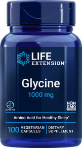 Глицин Life Extension Glycine Глицин 1000 мг для здорового сна 100 растительных капсул