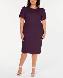 Calvin Klein plus Size Puff-Sleeve Sheath Dress